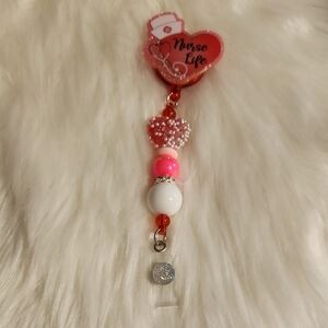 Nurse Life Heart Keychain with Beads